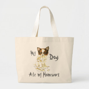 Bolsa Tote Grande O Meu Papillon Comeu O Meu Trabalho De Casa Grande