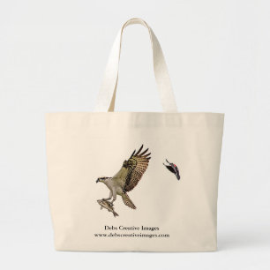 Bolsa Tote Grande O Osprey que está sendo perseguido por um vermelh