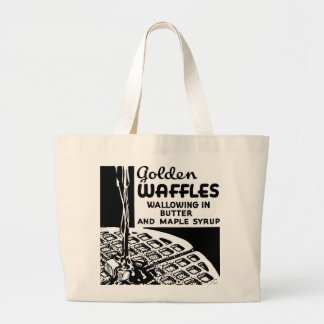Bolsa Tote Grande O ouro Waffles pequeno almoço