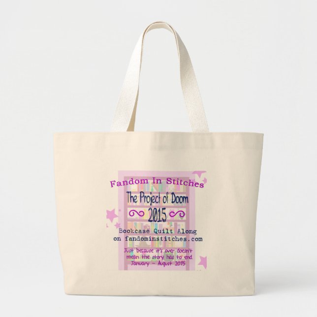 Bolsa Tote Grande O projeto da edredão da biblioteca da desgraça ao (Frente)