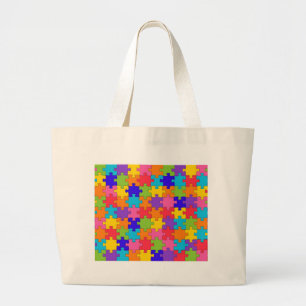 Bolsa Tote Grande O quebra-cabeça de serra de vaivém colorido