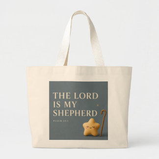 Bolsa Tote Grande O Senhor é Meu Pastor | Salmo 23:1 Azul Cinza