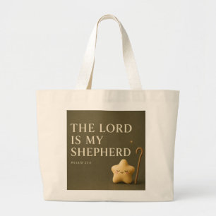 Bolsa Tote Grande O Senhor É Meu Pastor Salmo 23:1 Verde Oliva