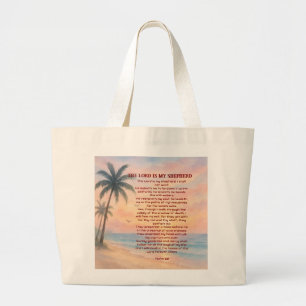 Bolsa Tote Grande O Senhor É Meu Pastor Salmo 23 Praia do Pôr do Sol