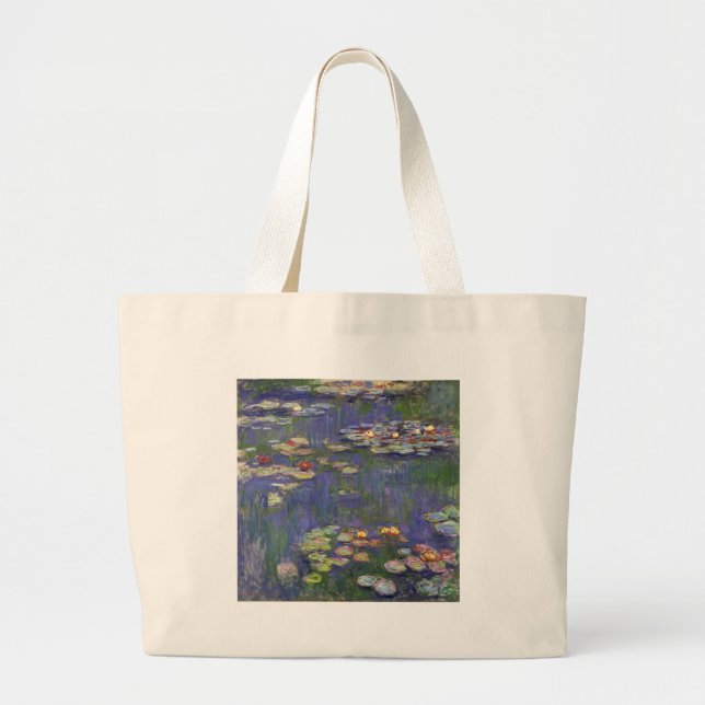 Bolsa Tote Grande Obras-primas de Lírios de Água de Monet (Frente)