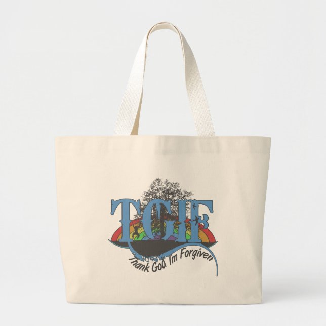 Bolsa Tote Grande Obrigado Deus, sou perdoado pelo TGIF (Frente)