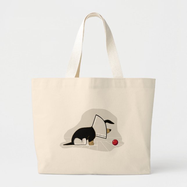 Bolsa Tote Grande Obtenha o cone da cabeça de cão do poço logo - (Frente)