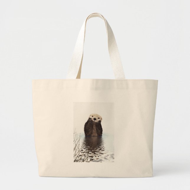 Bolsa Tote Grande Óbvia sorridente no lago (Frente)