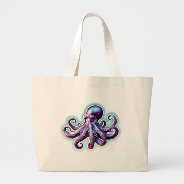Bolsa Tote Grande Octopus púrpura (Frente)