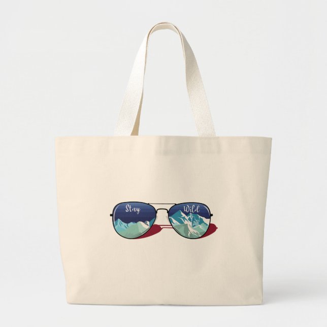 Bolsa Tote Grande Óculos de sol das montanhas (Frente)