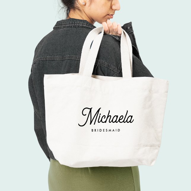 Bolsa Tote Grande Oferta de Script Mínimo Moderno de Bachelorette da (Criador carregado)