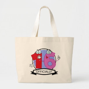 Bolsa Tote Grande Oficialmente bandeira de 16 aniversários