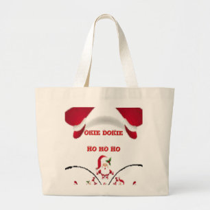 Bolsa Tote Grande Okie Dokie Hohoho Papais noeis felizes no Natal