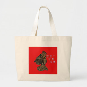 Bolsa Tote Grande Olá! Feliz Natal Indonésia Escultura Balinesa