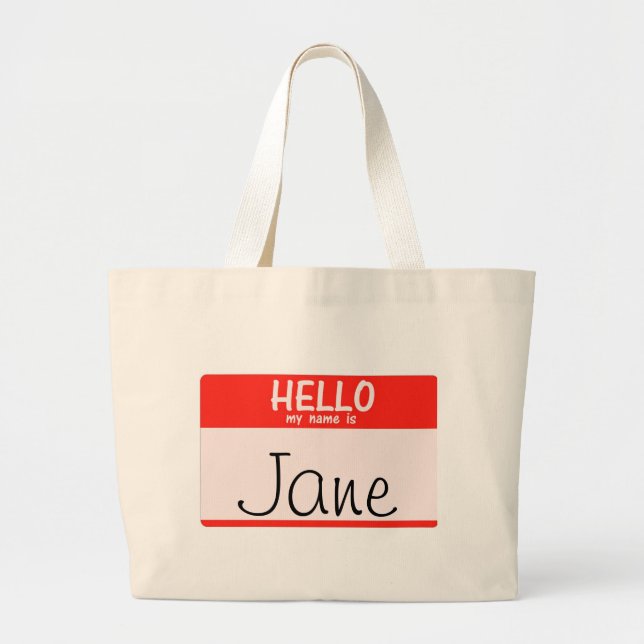Bolsa Tote Grande Olá! meu nome é _____Totebag (Frente)
