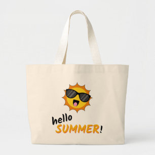 Bolsa Tote Grande Olá Summer Sun com óculos de sol