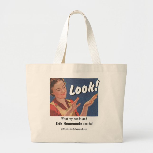 Bolsa Tote Grande Olhar caseiro de Erik "!" Sacola da lembrança (Frente)
