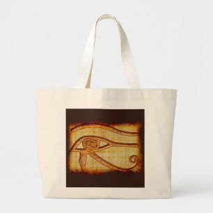 Bolsa Tote Grande Olho Egípcio da Antiga Arte do Papiro