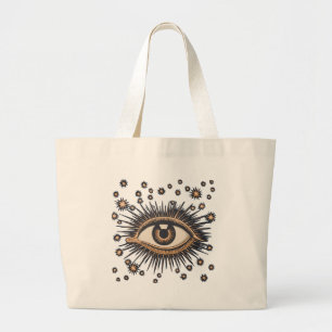 Bolsa Tote Grande Olhos Estrelas Lua Celestial Nouveau