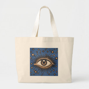 Bolsa Tote Grande Olhos Estrelas Lua Celestial Nouveau
