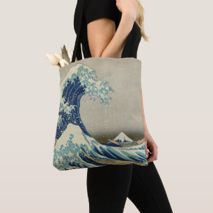 Bolsa Tote Grande Onda à Beira da Costa de Kanagawa de Hokusa