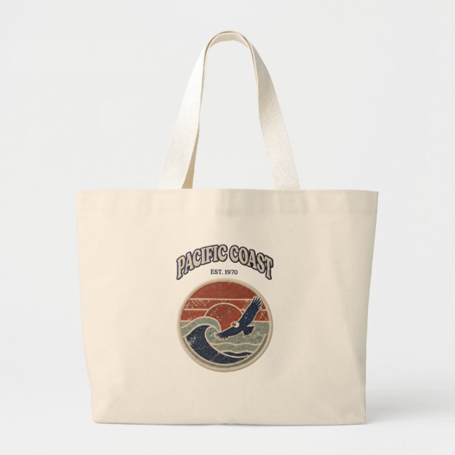 Bolsa Tote Grande Onda da Costa Pacífica (Frente)