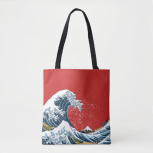 Bolsa Tote Grande onda vermelha fora do pop moderno de