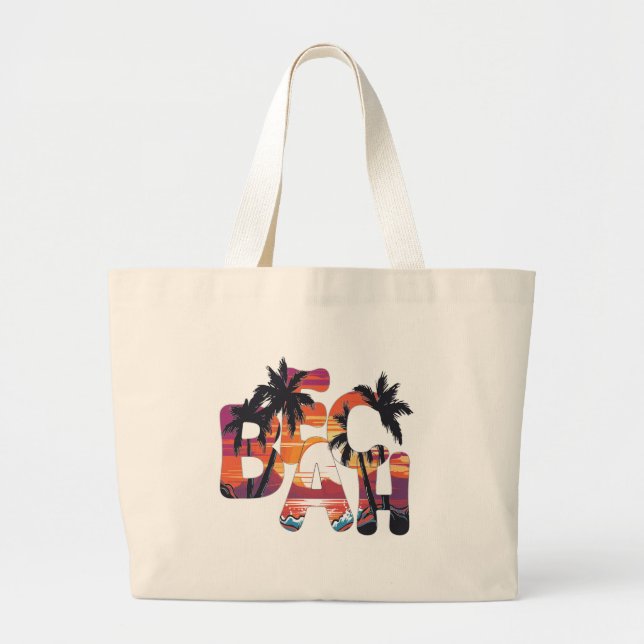 Bolsa Tote Grande Ondas de Praia Palmeiras (Frente)
