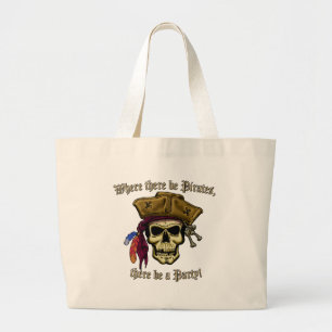 Bolsa Tote Grande Onde há piratas, há uma festa!