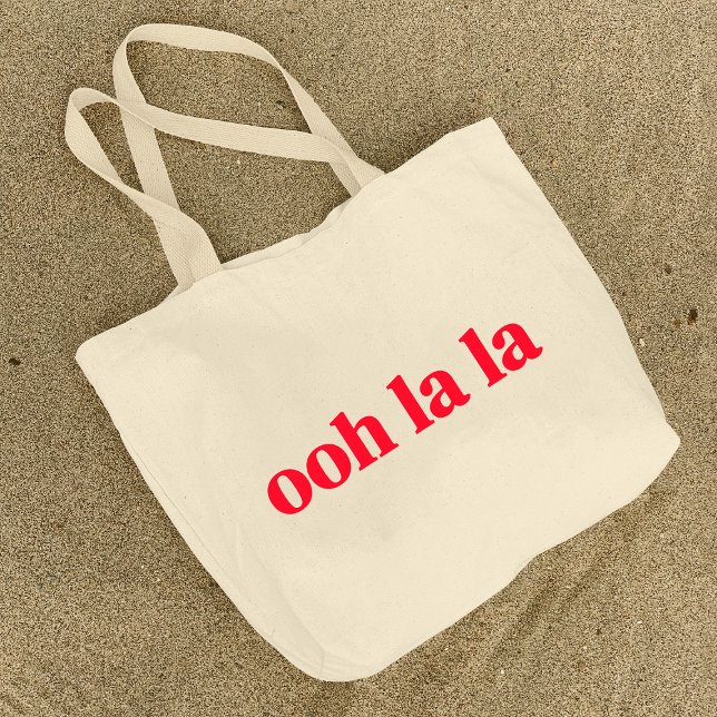Bolsa Tote Grande Ooh La La Red - Arte de Cotação Retrorgráfica (Criador carregado)