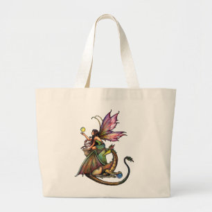 Bolsa Tote Grande Orbs Fairy e Dragão do Dragão por Molly Harrison