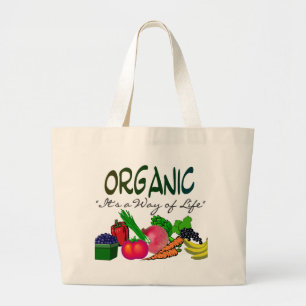 Bolsa Tote Grande ORGÂNICO "é um modo de vida"--presentes orgânicos