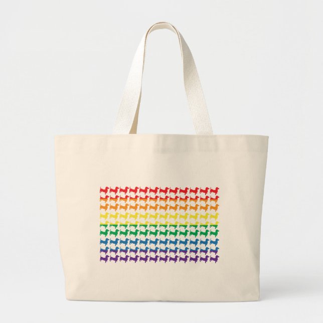 Bolsa Tote Grande Orgulho gay Rainbow Dachshances (Frente)