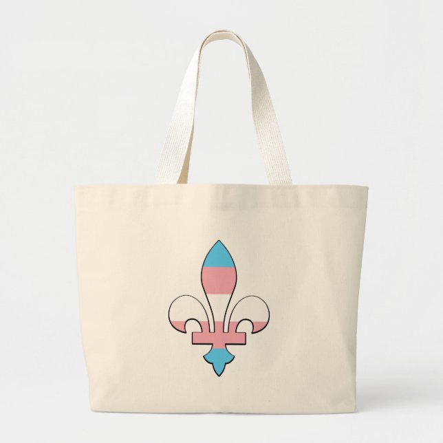 Bolsa Tote Grande Orgulho transgênero flor-de-lis (Frente)