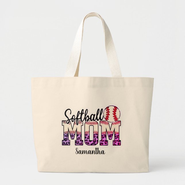 Bolsa Tote Grande Orgulhosa Softball Mãe Life (Frente)