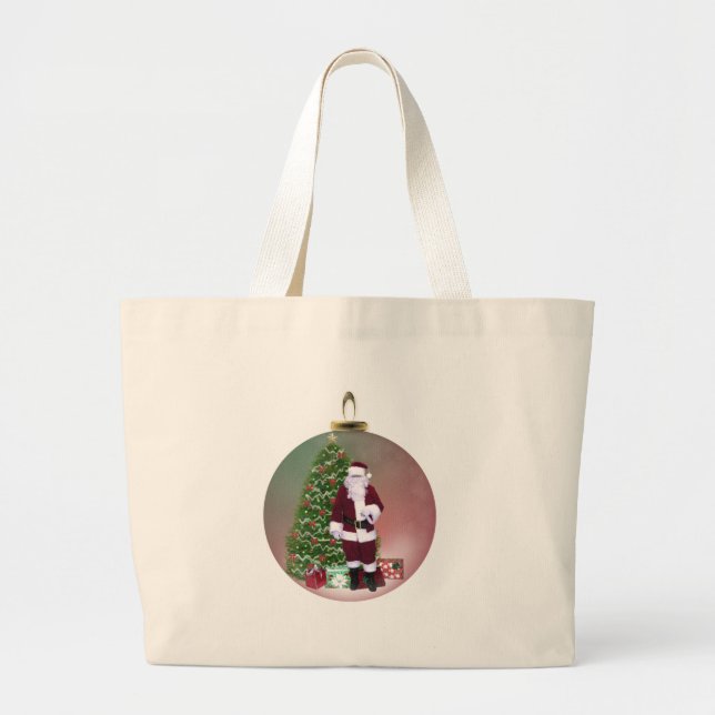 Bolsa Tote Grande Ornamento do papai noel (Frente)