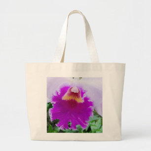 Bolsa Tote Grande Orquídea roxa e flor de hosta