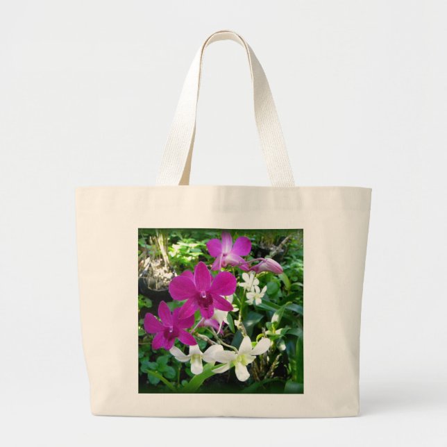 Bolsa Tote Grande Orquídeas magentas (Frente)
