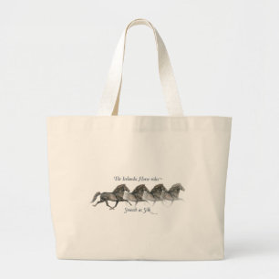 Bolsa Tote Grande Os cavalos islandeses são lisos como seda ~ Saco 