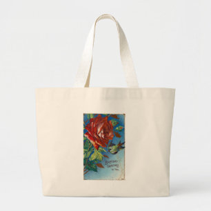 Bolsa Tote Grande Os desejos do aniversário do vintage aumentaram e