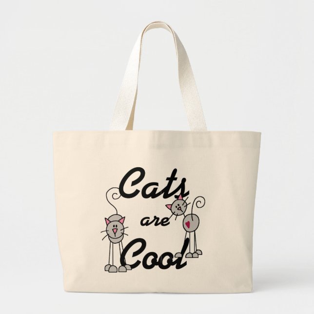 Bolsa Tote Grande Os gatos são camiseta legal e presentes (Frente)