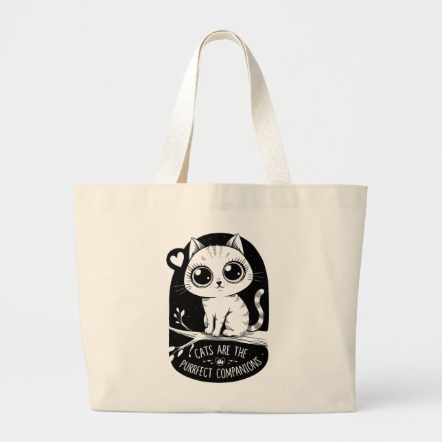 Bolsa Tote Grande Os Gatos São Os Companheiros Puros (Frente)