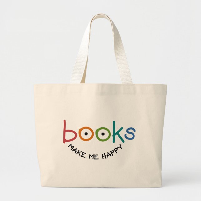 Bolsa Tote Grande Os livros fazem-me feliz (Frente)