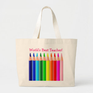 Bolsa Tote Grande Os melhores lápis coloridos de professores do mun