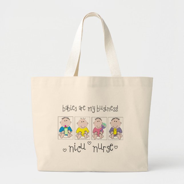 Bolsa Tote Grande Os presentes "bebês da ENFERMEIRA de NICU são meu (Frente)