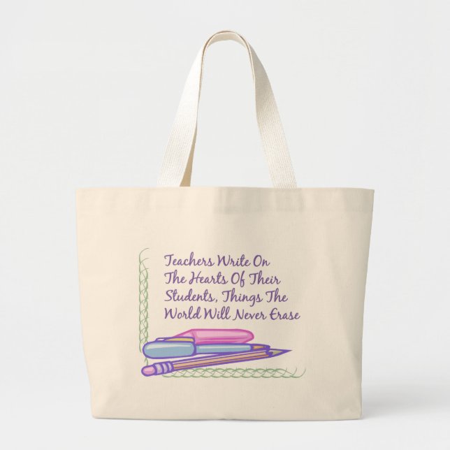 Bolsa Tote Grande Os professores escrevem nos corações de seus (Frente)