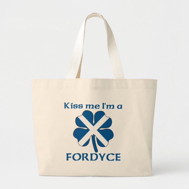 Bolsa Tote Grande Os Scottish personalizados beijam-me que eu sou (Frente)