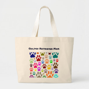 Bolsa Tote Grande Ouro Retriever Mãe Cachorro Impressões