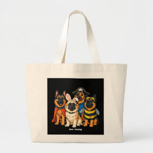 Bolsa Tote Grande Ouro Shepherd Ghost Dog Halloween Engraçado Spooky
