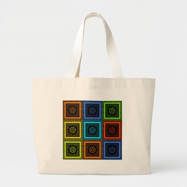 Bolsa Tote Grande Ouro Vermelho Azul Masai Verde Cores Tradicionais (Frente)